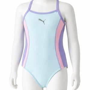 Puma Girls One-Piece Crossback Colorblock Swimsuit Pastel NWT Size 5